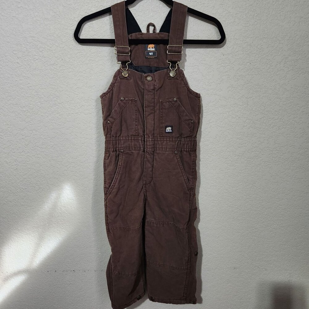 Berne Workwear 4T Brown Canvas Insulated Kids Overalls